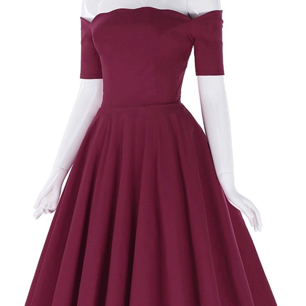 NWT- Off Shoulder Midi Swing Dress
